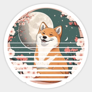 Shiba Inu Dog, Cherry Blossom, Japanese Style Sticker